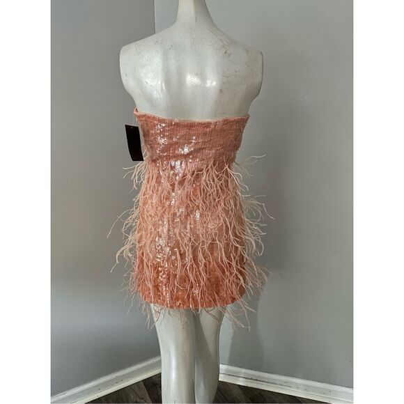 NWT Retrofete ANASTASIA SEQUIN FEATHER DRESS SIZE M $798 - Picture 7 of 11